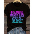 Women's Summer Casual Slogan Print Short Sleeve Tee Cute Slogan Graphic T-Shirt for Women Summer Daily Wear