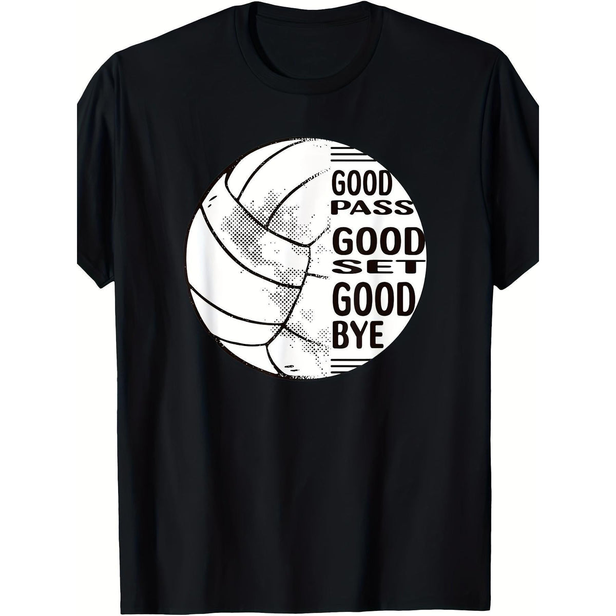 Women's Natural Cotton Volleyball Graphic Short-Sleeve Round Neck T-Shirt - Casual Top for Sports, Leisure, Shortsleeve, Tshirt