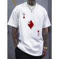 Men's cotton crew neck t-shirt with bold Ace of Spades graphic print, regular fit stretch knit fabric, white casual short sleeve top