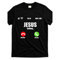 Men'S "Jesus is Calling" Graphic T-Shirt - Black Casual Crew Neck Short Sleeve Tee with Red Phone & Green Light Design, Comfortable Cotton, All-Season Wear, Everyday Tshirt | Bold Graphic Tee | Cotton Tshirt