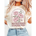 100% Cotton Retro Motherhood Is Kingdom Work  Shirt, Mothers Day Shirt, Christian Mom Gift,Religious Boho Floral Bible Shirt,Mom Life Tee
