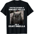Menswear Men's Short-Sleeve Round Neck T-Shirt - Casual Streetwear Top with "Smart Fella or Fart Smella" Funny Meme Graphic
