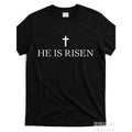 Men's Plus Size T-Shirt, Christian Cross Graphic Tee, He Is Risen Religious Top, Casual Short Sleeve, Easter Church Wear, Black
