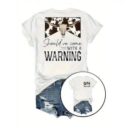 Women'S Short Sleeved Shirt, Western Dairy Cow Design, Holiday Short Sleeved T-Shirt, Pure Cotton Double-Sided Printed Round Neck Short Sleeved T-Shirt, Fashionable Single Piece
