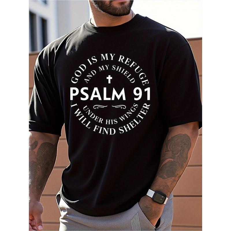 Psalm 91 Inspirational T-Shirt - God Is My Refuge & Shield Christian Graphic Tee, Unisex Faith Gift