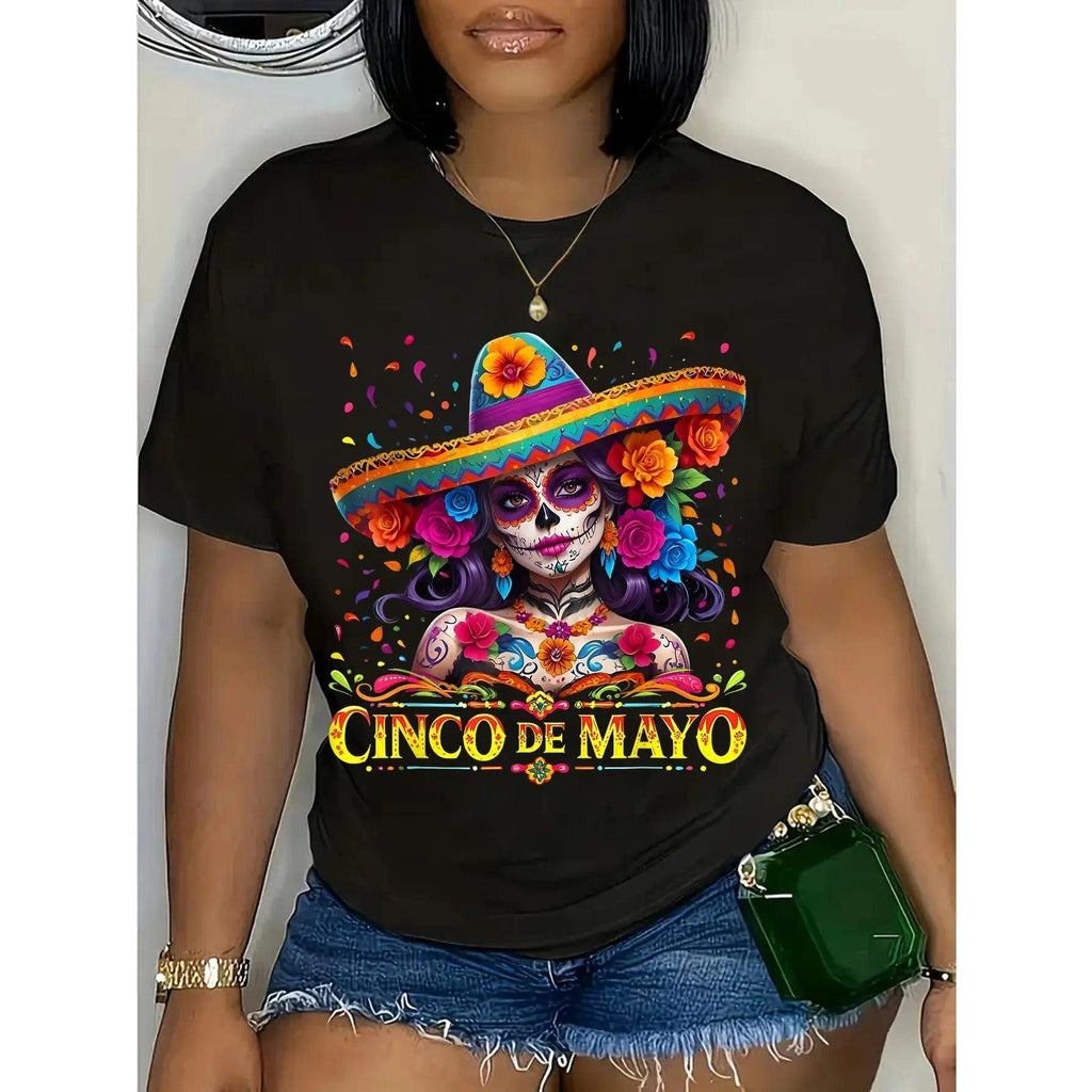100% Cotton Cinco Of Mayo Mexican Fiesta 5 Of Mayo Girls Women T-Shirt