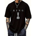 Men'S 180G Heavy T-Shirt by THE KING  Casual Short Sleeve Round Neck Shirt