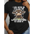 Women's Highland Cow Print Round Neck Tee, Fashion Casual Crew Neck T-Shirt for Daily Holiday Vacation Outdoor Wear, Ladies Clothes for Summer, Casual Fashionable Top