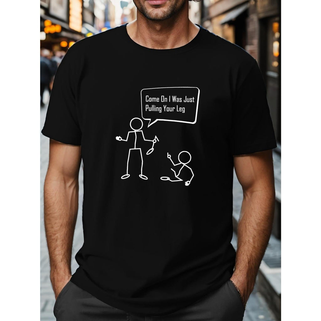 Men's Viral Social Media Minimal Art Funny Graphic T-Shirt Men's Casual TikTok Trend Simple Cartoon Humor T-Shirt