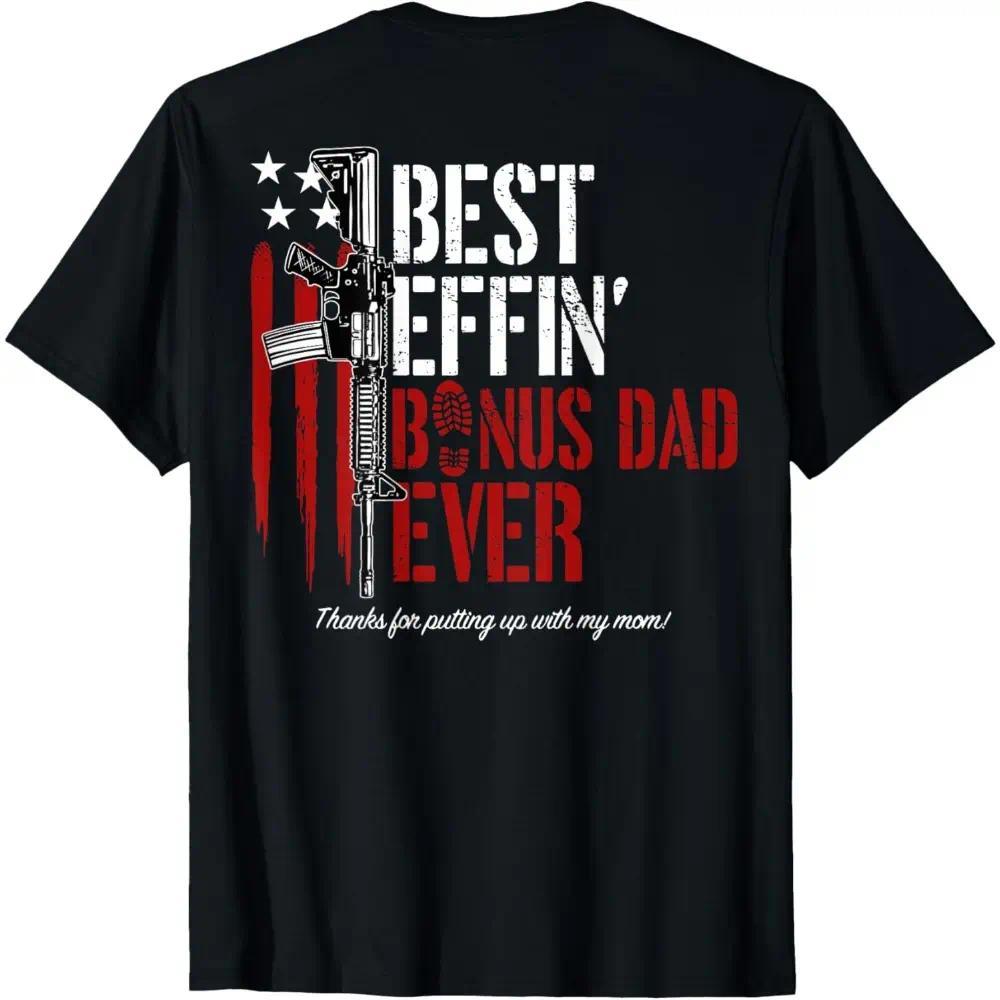 "Bonus Dad Champion" Humor Shirt - Appreciation Cotton Tee for Stepfathers Menswear Top graphic tees men gifts