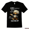 100% Cotton T-Shirt with Duck Graphic Print & Humorous Slogan - Breathable Loose Fit Round Neck Short Sleeve Tee for Casual Wear, Outdoor Sports, Holiday Gift, Allseason Apparel |     Cartoon Design |     Knit Construction