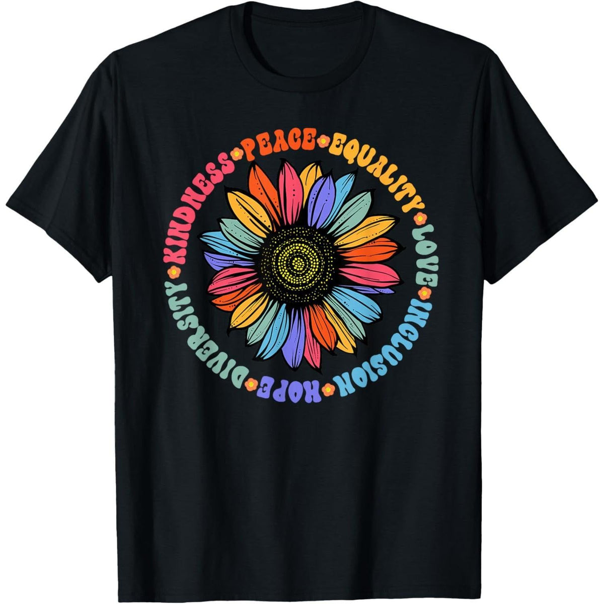 “Kindness Peace Love” T-Shirt | Equality Diversity Human Rights Graphic Tee, 100% Cotton Casual Top